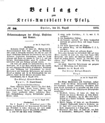Königlich-bayerisches Kreis-Amtsblatt der Pfalz (Königlich bayerisches Amts- und Intelligenzblatt für die Pfalz) Mittwoch 21. August 1872