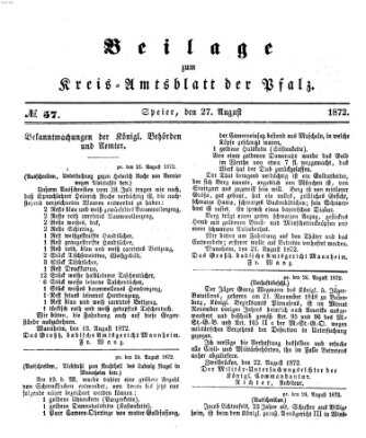 Königlich-bayerisches Kreis-Amtsblatt der Pfalz (Königlich bayerisches Amts- und Intelligenzblatt für die Pfalz) Dienstag 27. August 1872