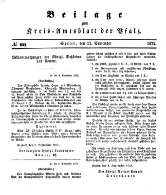 Königlich-bayerisches Kreis-Amtsblatt der Pfalz (Königlich bayerisches Amts- und Intelligenzblatt für die Pfalz) Mittwoch 11. September 1872