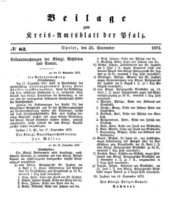 Königlich-bayerisches Kreis-Amtsblatt der Pfalz (Königlich bayerisches Amts- und Intelligenzblatt für die Pfalz) Mittwoch 25. September 1872