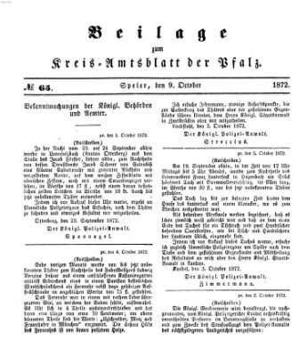 Königlich-bayerisches Kreis-Amtsblatt der Pfalz (Königlich bayerisches Amts- und Intelligenzblatt für die Pfalz) Mittwoch 9. Oktober 1872