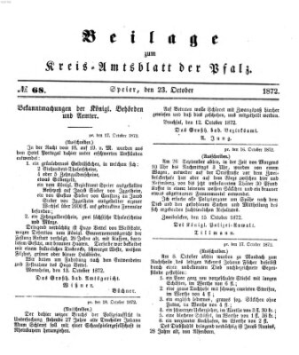 Königlich-bayerisches Kreis-Amtsblatt der Pfalz (Königlich bayerisches Amts- und Intelligenzblatt für die Pfalz) Mittwoch 23. Oktober 1872