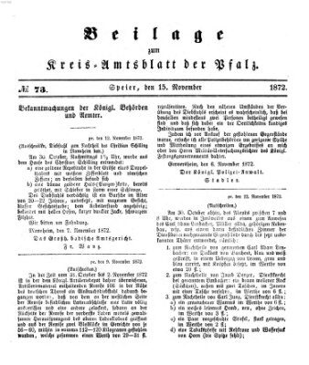 Königlich-bayerisches Kreis-Amtsblatt der Pfalz (Königlich bayerisches Amts- und Intelligenzblatt für die Pfalz) Freitag 15. November 1872