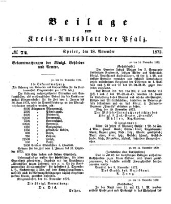 Königlich-bayerisches Kreis-Amtsblatt der Pfalz (Königlich bayerisches Amts- und Intelligenzblatt für die Pfalz) Montag 18. November 1872