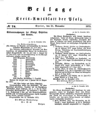 Königlich-bayerisches Kreis-Amtsblatt der Pfalz (Königlich bayerisches Amts- und Intelligenzblatt für die Pfalz) Donnerstag 21. November 1872