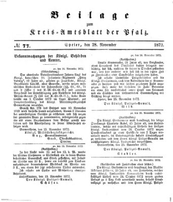 Königlich-bayerisches Kreis-Amtsblatt der Pfalz (Königlich bayerisches Amts- und Intelligenzblatt für die Pfalz) Donnerstag 28. November 1872