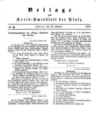 Königlich-bayerisches Kreis-Amtsblatt der Pfalz (Königlich bayerisches Amts- und Intelligenzblatt für die Pfalz) Freitag 10. Januar 1873