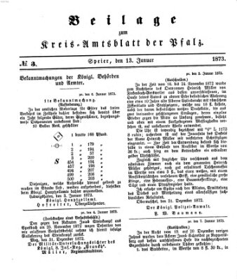 Königlich-bayerisches Kreis-Amtsblatt der Pfalz (Königlich bayerisches Amts- und Intelligenzblatt für die Pfalz) Montag 13. Januar 1873