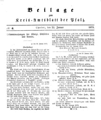 Königlich-bayerisches Kreis-Amtsblatt der Pfalz (Königlich bayerisches Amts- und Intelligenzblatt für die Pfalz) Mittwoch 22. Januar 1873