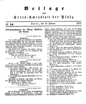 Königlich-bayerisches Kreis-Amtsblatt der Pfalz (Königlich bayerisches Amts- und Intelligenzblatt für die Pfalz) Donnerstag 13. Februar 1873