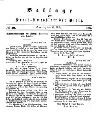 Königlich-bayerisches Kreis-Amtsblatt der Pfalz (Königlich bayerisches Amts- und Intelligenzblatt für die Pfalz) Donnerstag 13. März 1873