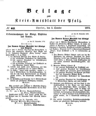 Königlich-bayerisches Kreis-Amtsblatt der Pfalz (Königlich bayerisches Amts- und Intelligenzblatt für die Pfalz) Freitag 3. Oktober 1873