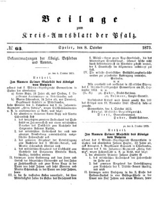 Königlich-bayerisches Kreis-Amtsblatt der Pfalz (Königlich bayerisches Amts- und Intelligenzblatt für die Pfalz) Mittwoch 8. Oktober 1873