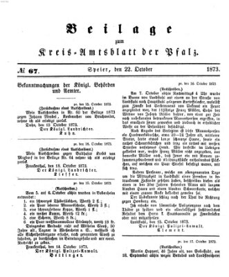 Königlich-bayerisches Kreis-Amtsblatt der Pfalz (Königlich bayerisches Amts- und Intelligenzblatt für die Pfalz) Mittwoch 22. Oktober 1873