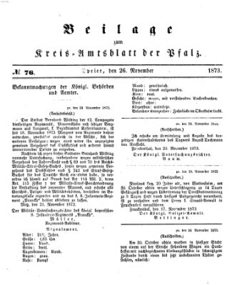 Königlich-bayerisches Kreis-Amtsblatt der Pfalz (Königlich bayerisches Amts- und Intelligenzblatt für die Pfalz) Mittwoch 26. November 1873