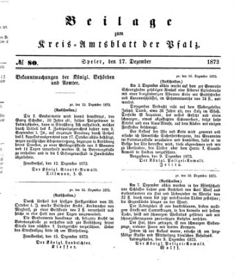 Königlich-bayerisches Kreis-Amtsblatt der Pfalz (Königlich bayerisches Amts- und Intelligenzblatt für die Pfalz) Mittwoch 17. Dezember 1873