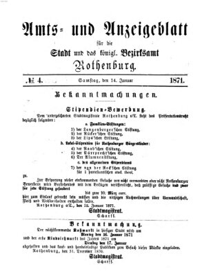 Amts- und Anzeigenblatt für die Stadt und das Königl. Bezirksamt Rothenburg Samstag 14. Januar 1871