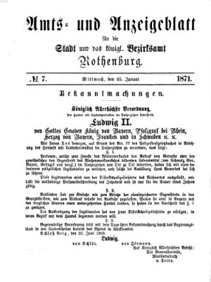 Amts- und Anzeigenblatt für die Stadt und das Königl. Bezirksamt Rothenburg Mittwoch 25. Januar 1871