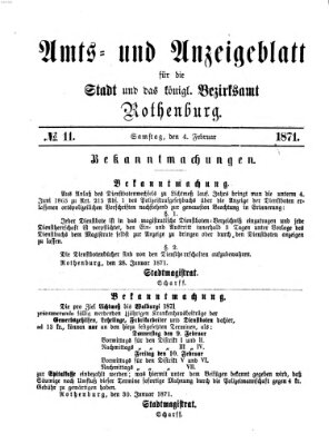 Amts- und Anzeigenblatt für die Stadt und das Königl. Bezirksamt Rothenburg Samstag 4. Februar 1871