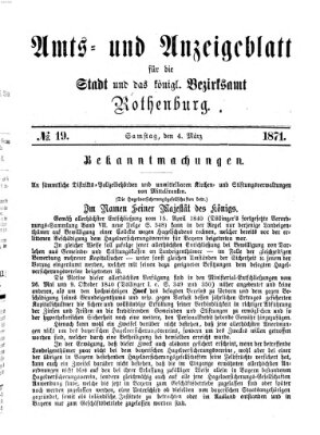 Amts- und Anzeigenblatt für die Stadt und das Königl. Bezirksamt Rothenburg Samstag 4. März 1871