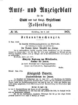 Amts- und Anzeigenblatt für die Stadt und das Königl. Bezirksamt Rothenburg Samstag 8. Juli 1871