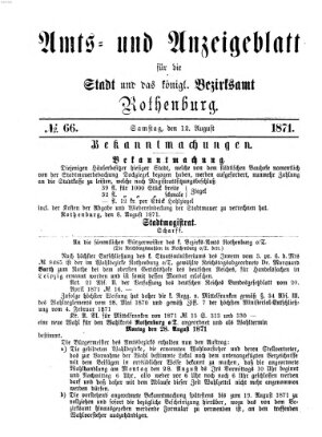 Amts- und Anzeigenblatt für die Stadt und das Königl. Bezirksamt Rothenburg Samstag 12. August 1871