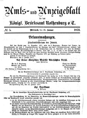 Amts- und Anzeigenblatt für das Königliche Bezirksamt Rothenburg o.T. (Amts- und Anzeigenblatt für die Stadt und das Königl. Bezirksamt Rothenburg) Mittwoch 17. Januar 1872