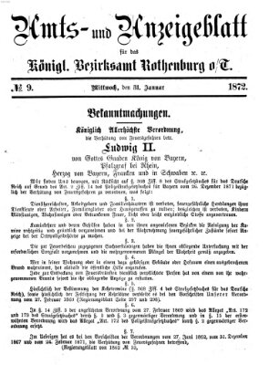 Amts- und Anzeigenblatt für das Königliche Bezirksamt Rothenburg o.T. (Amts- und Anzeigenblatt für die Stadt und das Königl. Bezirksamt Rothenburg) Mittwoch 31. Januar 1872