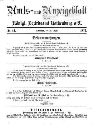 Amts- und Anzeigenblatt für das Königliche Bezirksamt Rothenburg o.T. (Amts- und Anzeigenblatt für die Stadt und das Königl. Bezirksamt Rothenburg) Samstag 25. Mai 1872