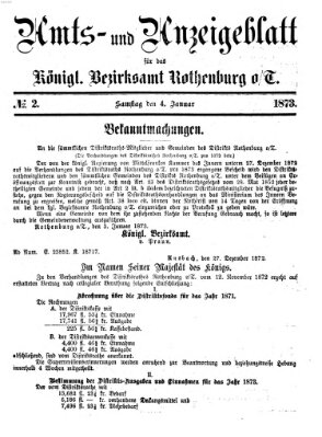 Amts- und Anzeigenblatt für das Königliche Bezirksamt Rothenburg o.T. (Amts- und Anzeigenblatt für die Stadt und das Königl. Bezirksamt Rothenburg) Samstag 4. Januar 1873