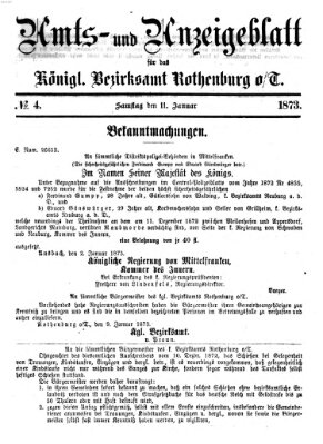 Amts- und Anzeigenblatt für das Königliche Bezirksamt Rothenburg o.T. (Amts- und Anzeigenblatt für die Stadt und das Königl. Bezirksamt Rothenburg) Samstag 11. Januar 1873