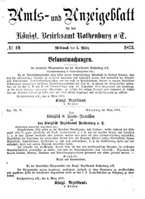 Amts- und Anzeigenblatt für das Königliche Bezirksamt Rothenburg o.T. (Amts- und Anzeigenblatt für die Stadt und das Königl. Bezirksamt Rothenburg) Mittwoch 5. März 1873