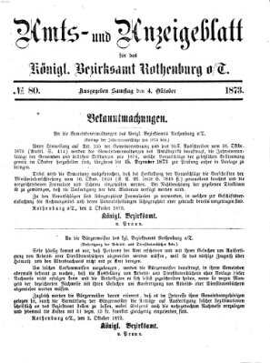 Amts- und Anzeigenblatt für das Königliche Bezirksamt Rothenburg o.T. (Amts- und Anzeigenblatt für die Stadt und das Königl. Bezirksamt Rothenburg) Samstag 4. Oktober 1873