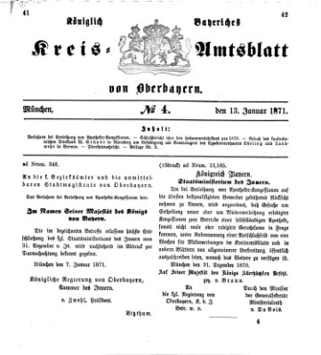 Königlich-bayerisches Kreis-Amtsblatt von Oberbayern (Münchner Intelligenzblatt) Freitag 13. Januar 1871