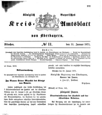 Königlich-bayerisches Kreis-Amtsblatt von Oberbayern (Münchner Intelligenzblatt) Dienstag 31. Januar 1871