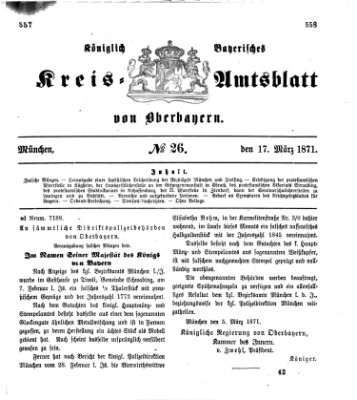 Königlich-bayerisches Kreis-Amtsblatt von Oberbayern (Münchner Intelligenzblatt) Freitag 17. März 1871