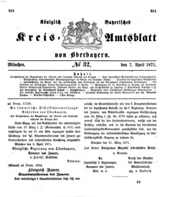 Königlich-bayerisches Kreis-Amtsblatt von Oberbayern (Münchner Intelligenzblatt) Freitag 7. April 1871