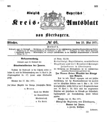 Königlich-bayerisches Kreis-Amtsblatt von Oberbayern (Münchner Intelligenzblatt) Dienstag 23. Mai 1871