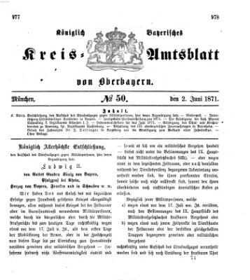 Königlich-bayerisches Kreis-Amtsblatt von Oberbayern (Münchner Intelligenzblatt) Freitag 2. Juni 1871