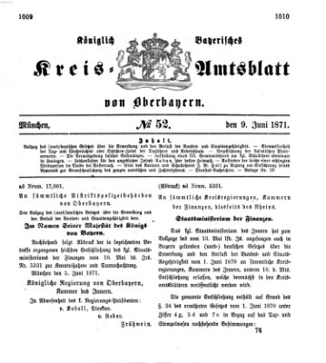 Königlich-bayerisches Kreis-Amtsblatt von Oberbayern (Münchner Intelligenzblatt) Freitag 9. Juni 1871