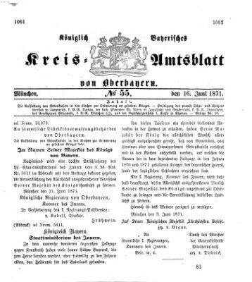 Königlich-bayerisches Kreis-Amtsblatt von Oberbayern (Münchner Intelligenzblatt) Freitag 16. Juni 1871