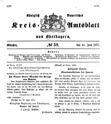 Königlich-bayerisches Kreis-Amtsblatt von Oberbayern (Münchner Intelligenzblatt) Freitag 30. Juni 1871