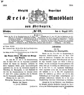 Königlich-bayerisches Kreis-Amtsblatt von Oberbayern (Münchner Intelligenzblatt) Freitag 4. August 1871