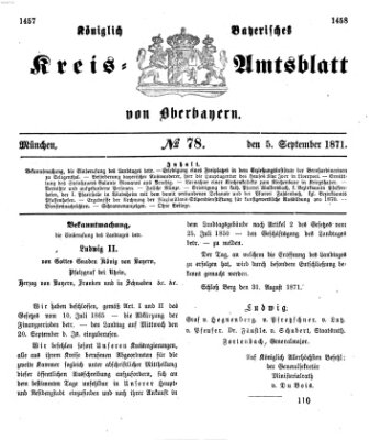 Königlich-bayerisches Kreis-Amtsblatt von Oberbayern (Münchner Intelligenzblatt) Dienstag 5. September 1871