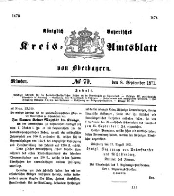 Königlich-bayerisches Kreis-Amtsblatt von Oberbayern (Münchner Intelligenzblatt) Freitag 8. September 1871