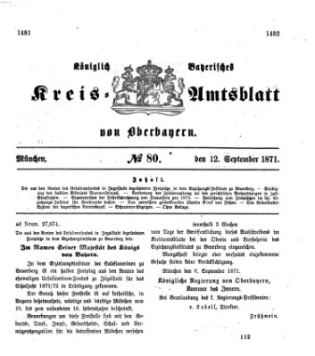 Königlich-bayerisches Kreis-Amtsblatt von Oberbayern (Münchner Intelligenzblatt) Dienstag 12. September 1871