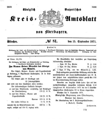 Königlich-bayerisches Kreis-Amtsblatt von Oberbayern (Münchner Intelligenzblatt) Freitag 15. September 1871