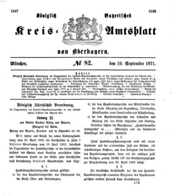 Königlich-bayerisches Kreis-Amtsblatt von Oberbayern (Münchner Intelligenzblatt) Dienstag 19. September 1871