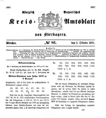 Königlich-bayerisches Kreis-Amtsblatt von Oberbayern (Münchner Intelligenzblatt) Dienstag 3. Oktober 1871