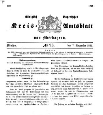 Königlich-bayerisches Kreis-Amtsblatt von Oberbayern (Münchner Intelligenzblatt) Dienstag 7. November 1871